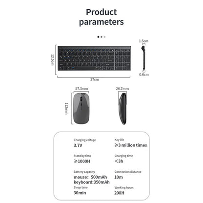 Jomaa Slim Rechargeable Bluetooth Keyboard and Mouse Set