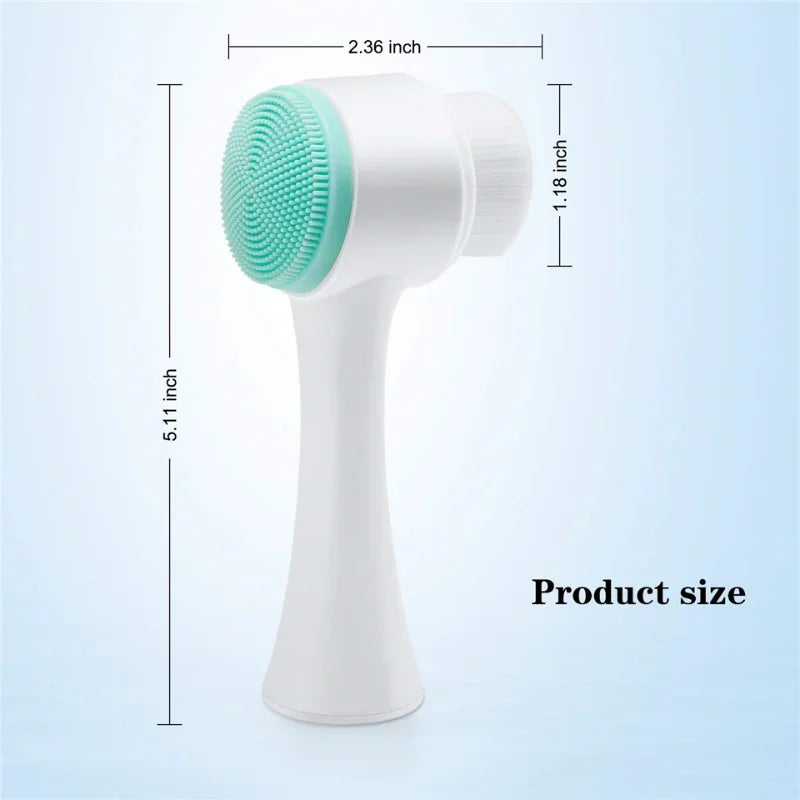 3D double silicone facial cleansing brush manual massage facial brush