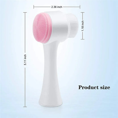 3D double silicone facial cleansing brush manual massage facial brush